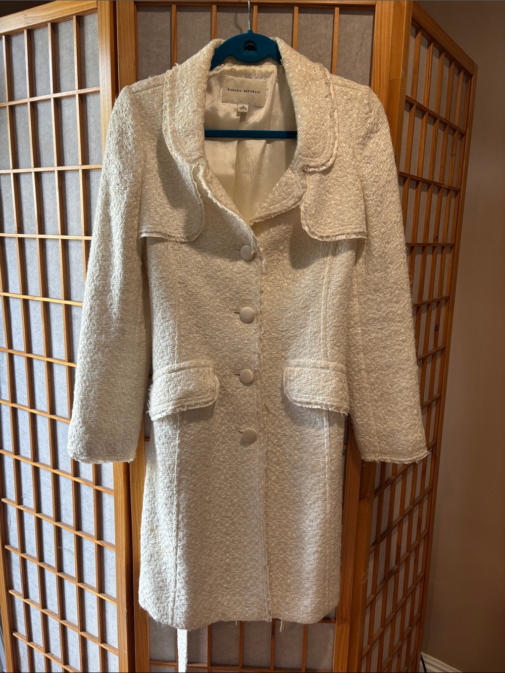 Banana Republic Cream Bouclé Pea Coat